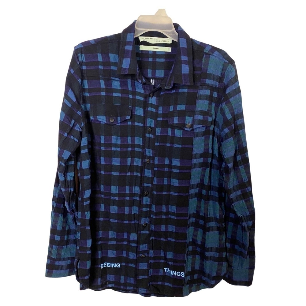 Off-White Virgil Abloh Seeing Things Plaid Flannel Shirt Xxl Main Label Runway View 2